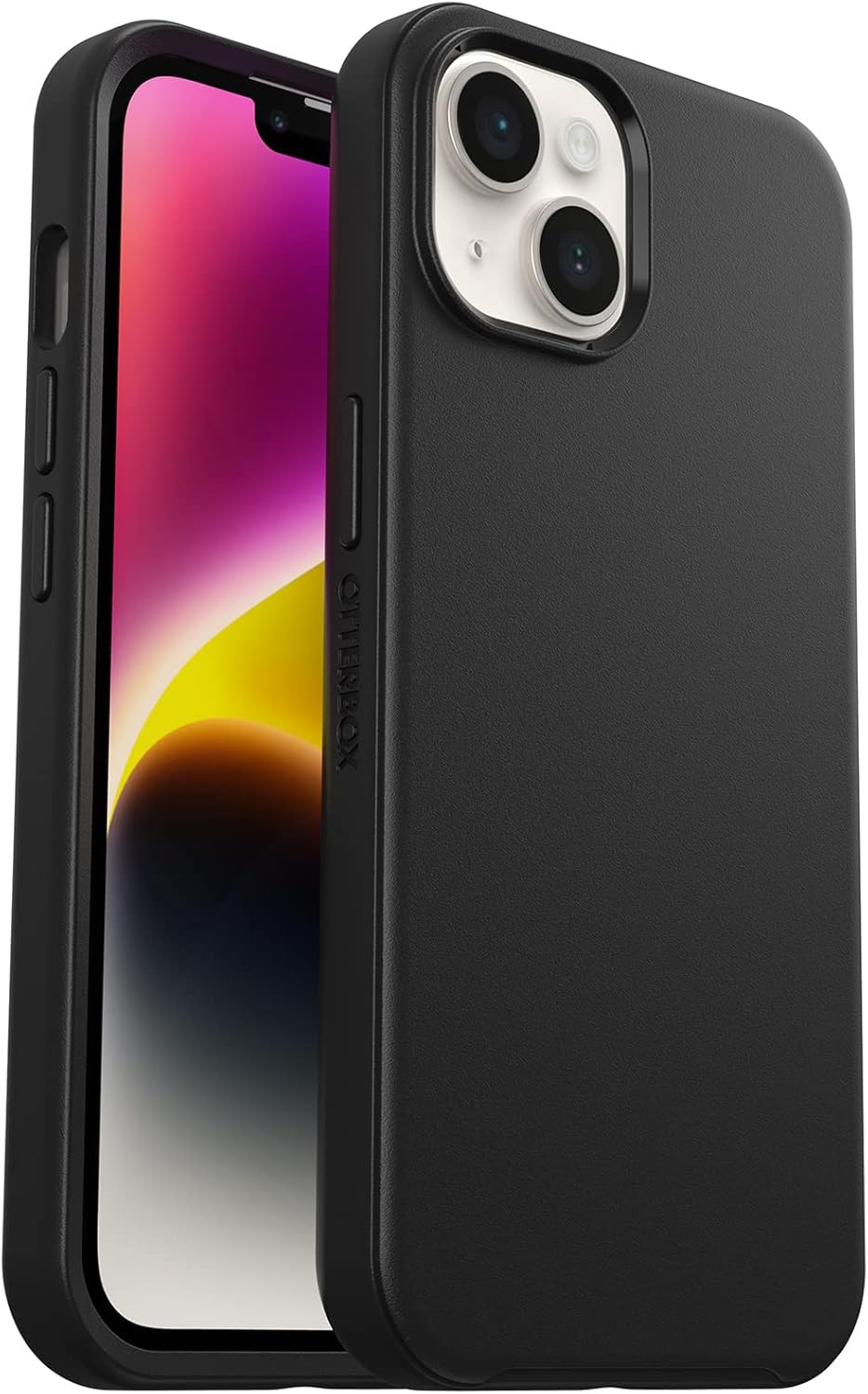 OtterBox iPhone 14 &amp; iPhone 13 Symmetry Series+ Case - Black, Ultra-Sleek, Snaps to MagSafe, Raised Edges Protect Camera &amp; Screen