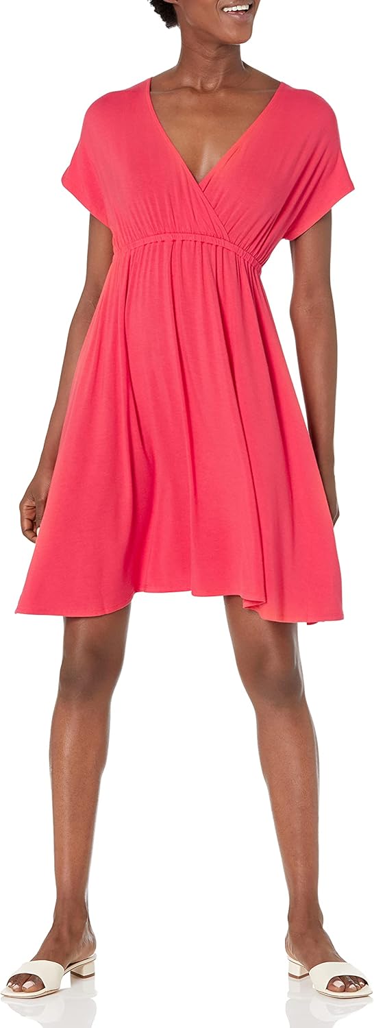 Amazon Essentials Women's Surplice V Neck Swing Dress (Available in Plus Size)