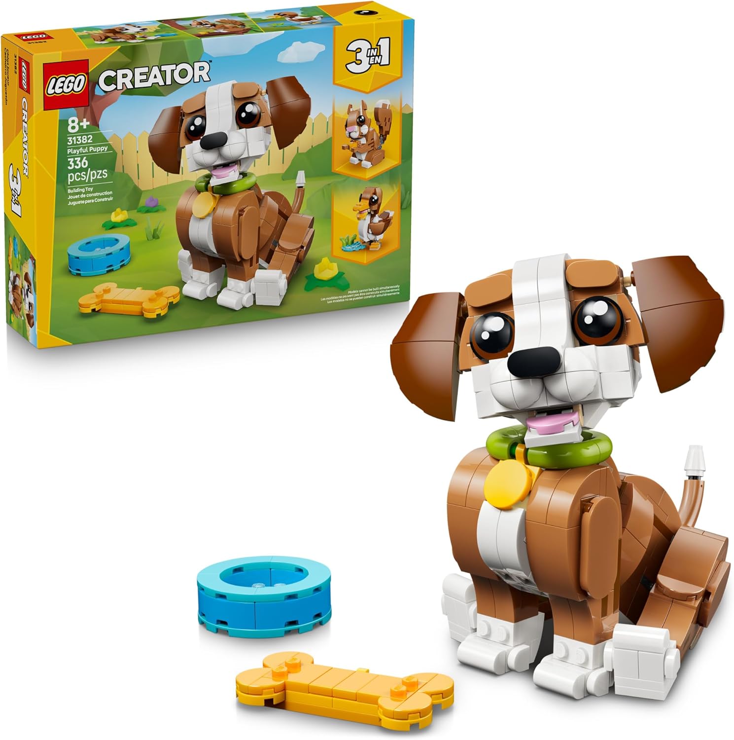 LEGO Creator 3 in 1 Cute Animals: Playful Puppy Dog Building Toy - Bedroom Decor for Girls &amp; Boys, Ages 8+ - Gift for Birthdays - Build a Dog, Squirrel, or Duck - 31382