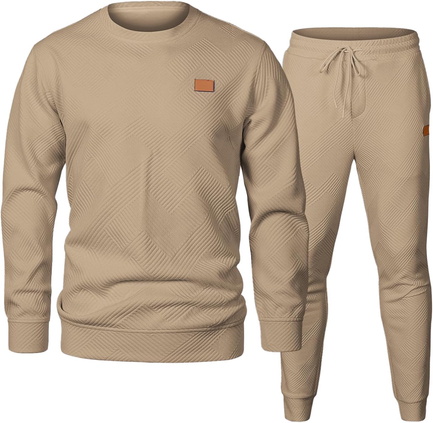 JMIERR Men's 2 Piece Outfits Knit Jacquard Pullover Sweatshirt Tracksuit &amp; Joggers Sweatpants Sweatsuit Sets with Pockets