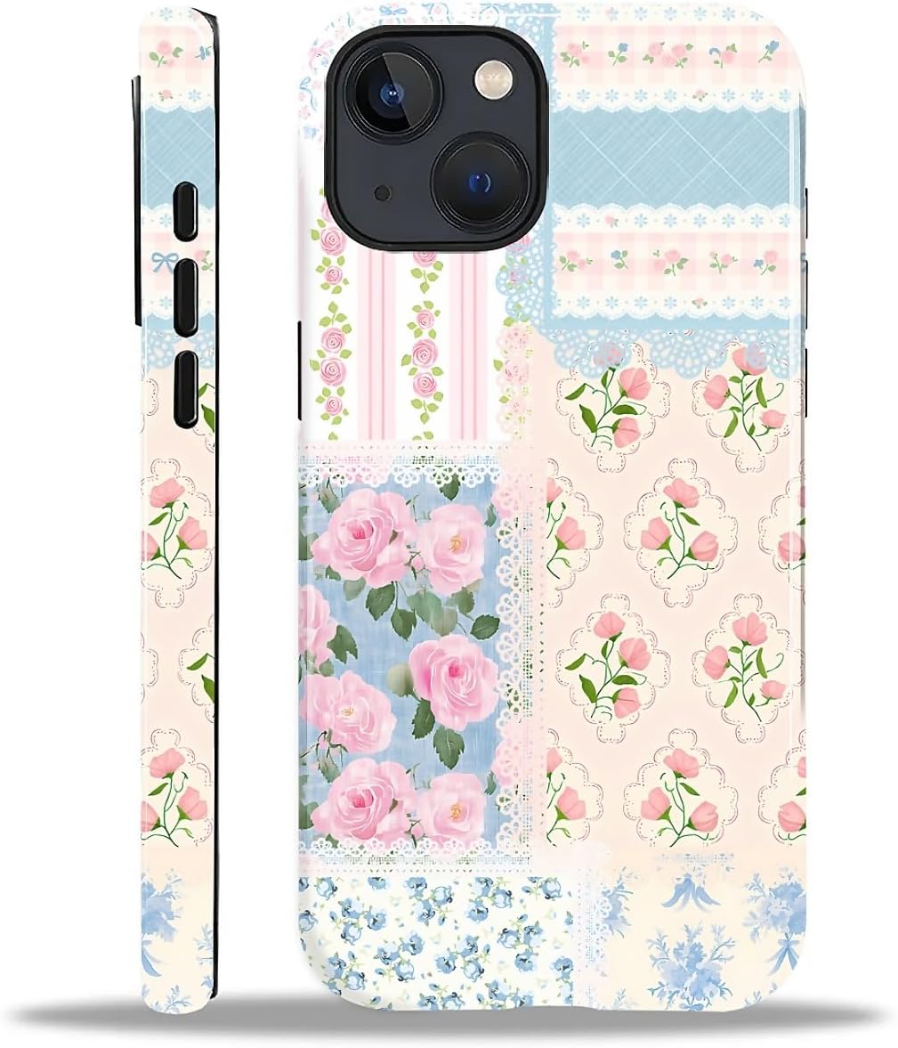 COTAIL Case Designed for iPhone 13 14, Hybrid 2-Layer Case, Military-Grade Protection Durable Shockproof Anti-Scratch Phone Case, Floral Lace Patchwork