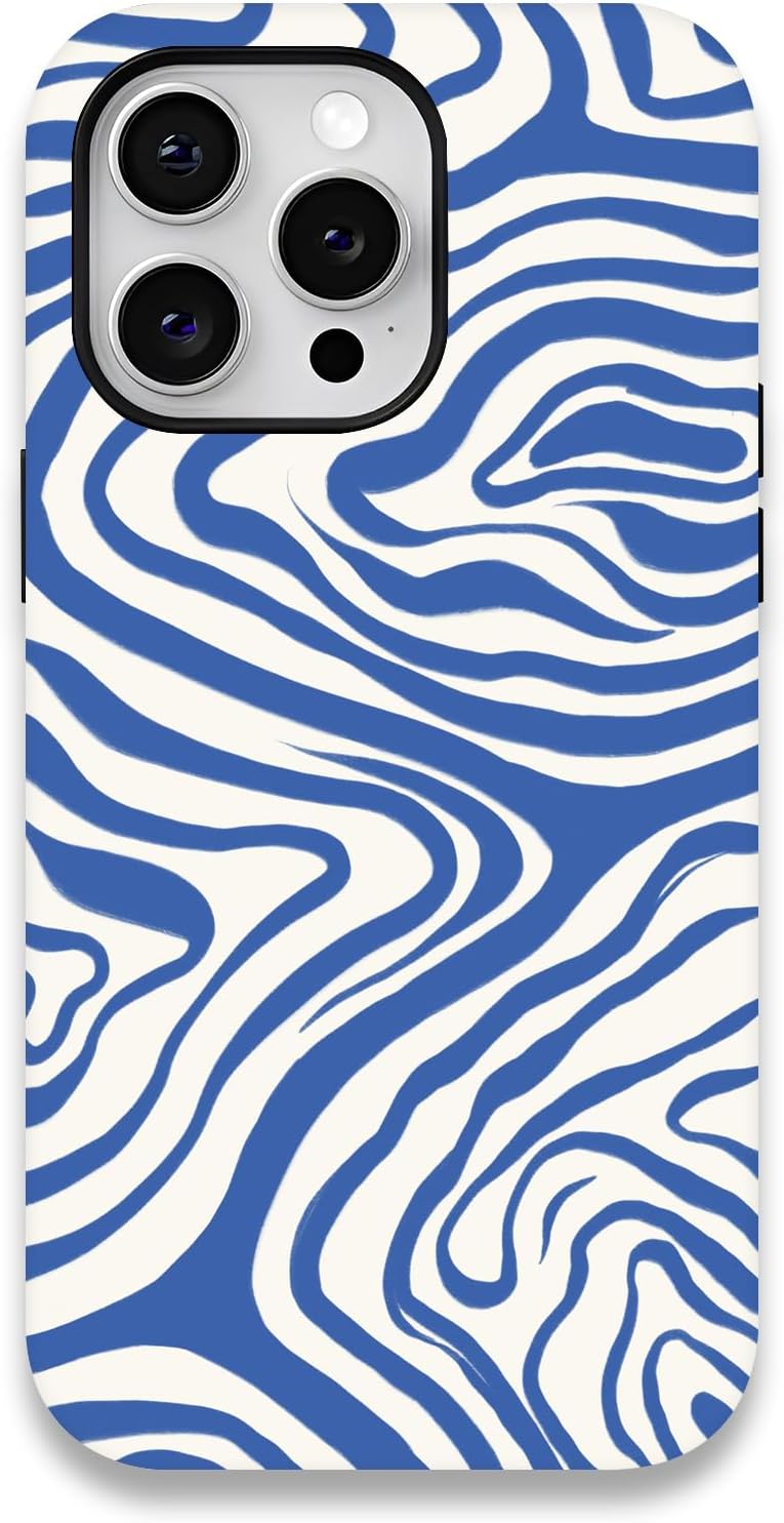 Zilkaifly for iPhone 16 Pro Max Case,Aesthetic Blue Ocean Wavy Design Phone Case for Woman,Cute Trendy Summer Phone Cases for iPhone 16 Pro Max