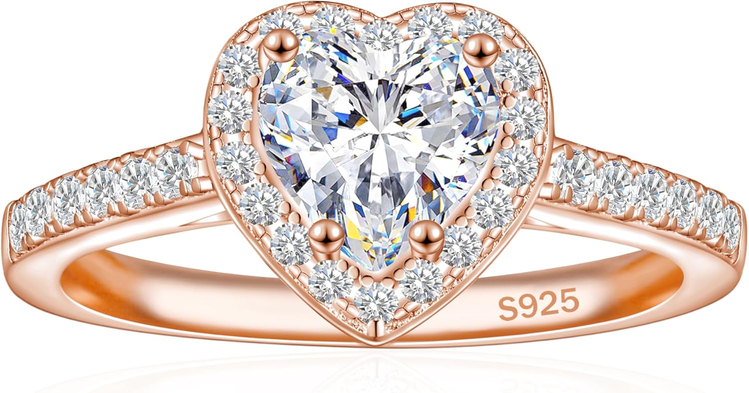 JALOKIVI 1\/1.5\/3CT 925 Sterling Silver Engagement Rings for Women Heart Cut Cubic Zirconia Wedding Rings for Women Promise Rings for Her Size 4-12.5