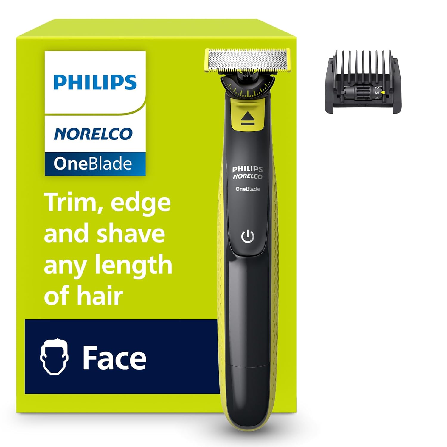 Philips Norelco One 360 Hybrid Face, Electric Beard Trimmer and Shaver, with 360 Technology, 1x 360 for Face, 5in1 Adjustable Comb, Model QP2724\/90