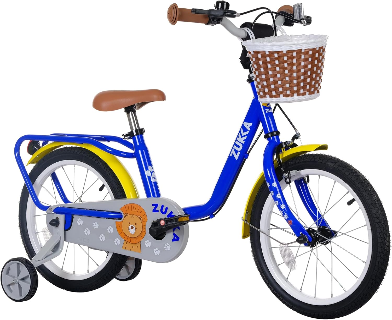 FOMAS Kids Bike 16 inch Boys Girls Ages 4-7 Years Old Cruiser Bicycle with Woven Basket Single Speed for Youth Caliper Brake Band Brake Rear Rack Included Multiple Colors