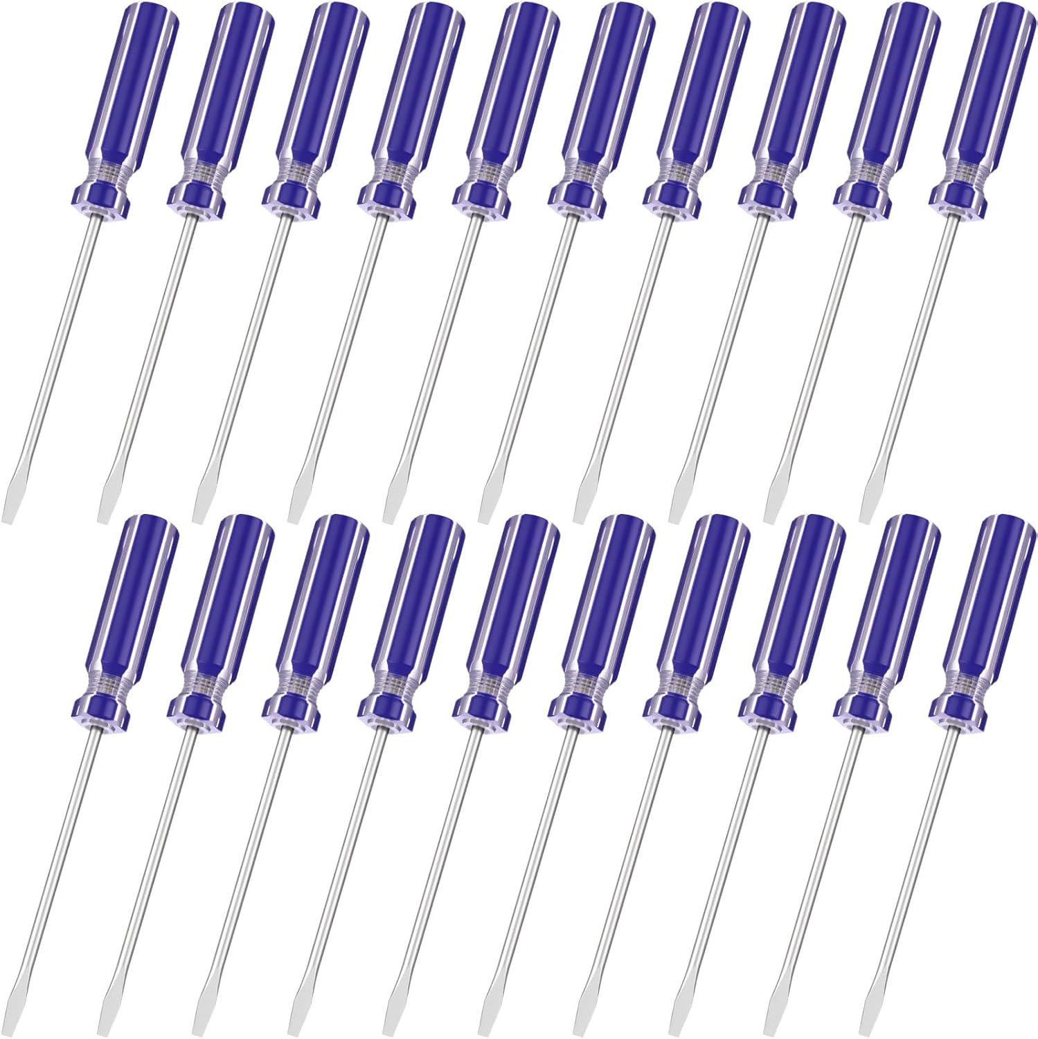 Lothee 20 Pack Mini Slotted Screwdriver 3.0mm Flat Head 5.12" (130 mm) Length Precision Flat Head Screw Driver with Non-slip Handle for Small Appliances Repair (Blue)