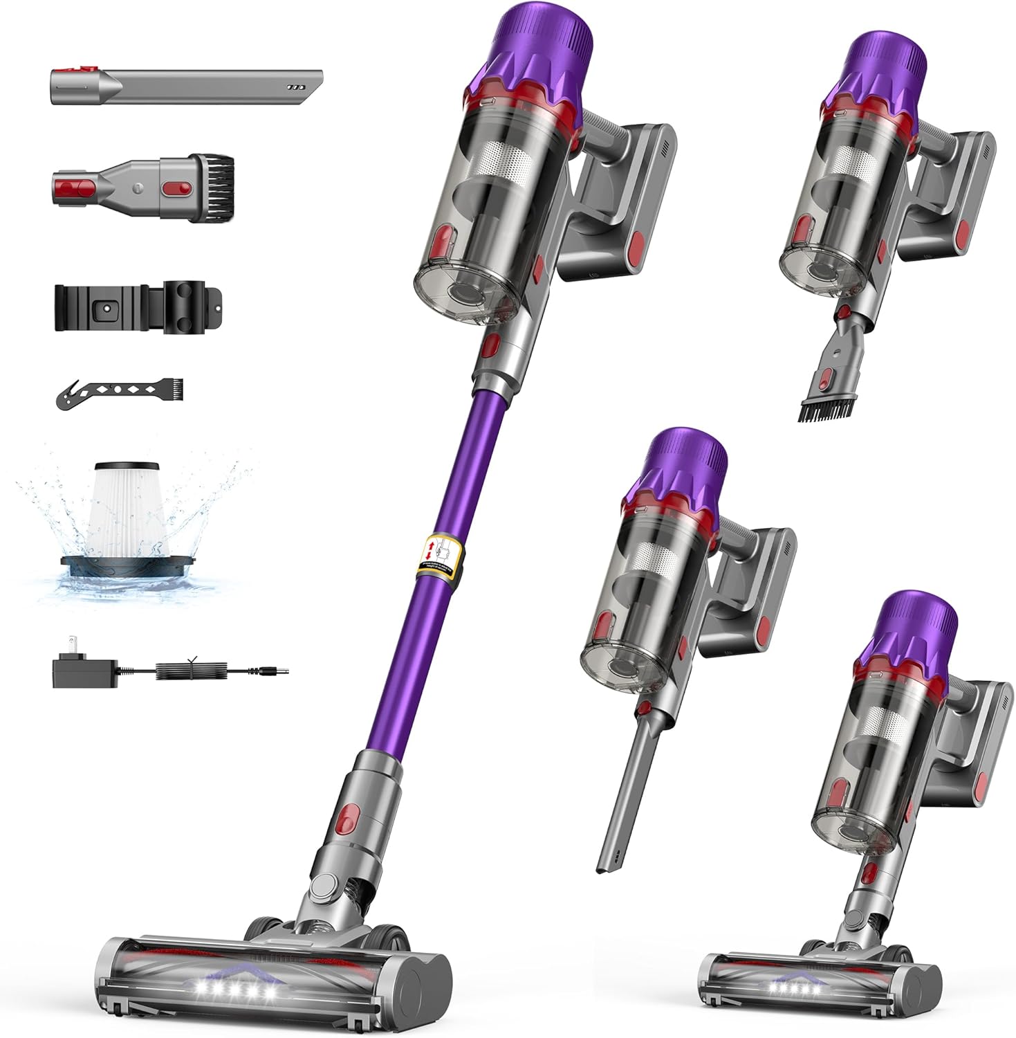 iXlion Cordless Vacuum Cleaner for Home - Powerful Stick Vacuum with HEPA Filter, 55-Min Runtime, LED Light, Anti-Tangle Brush, Detachable Battery,Lightweight Vacuum for Pet Hair,Carpets &amp; Hard Fl