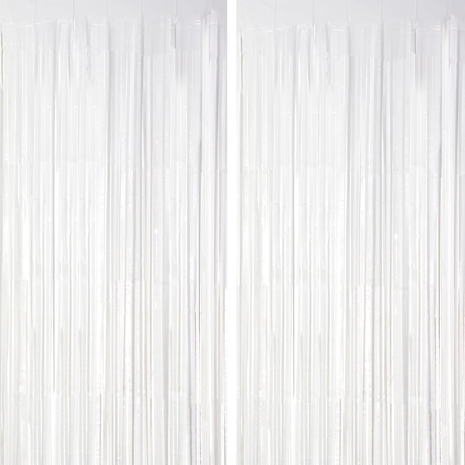 Voircoloria 2 Pack White Tinsel Foil Fringe Curtains, White Party Decorations, Metallic Tinsel Party Streamers Backdrop for Birthday Baby Shower Graduation Wedding Anniversary Party Decorations