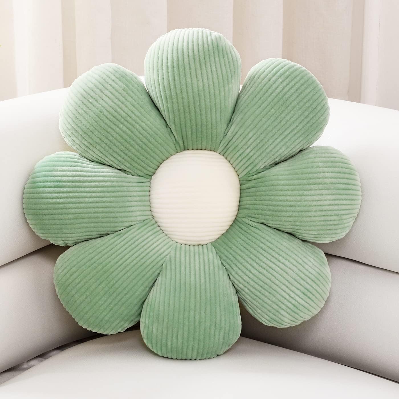 Sioloc Flower Pillow Shaped Throw Pillow Butt Cushion Flower Floor Pillow,Seating Cushion,Cute Room Decor &amp; Plush Pillow for Bedroom Sofa Chair(Green,15.7'')