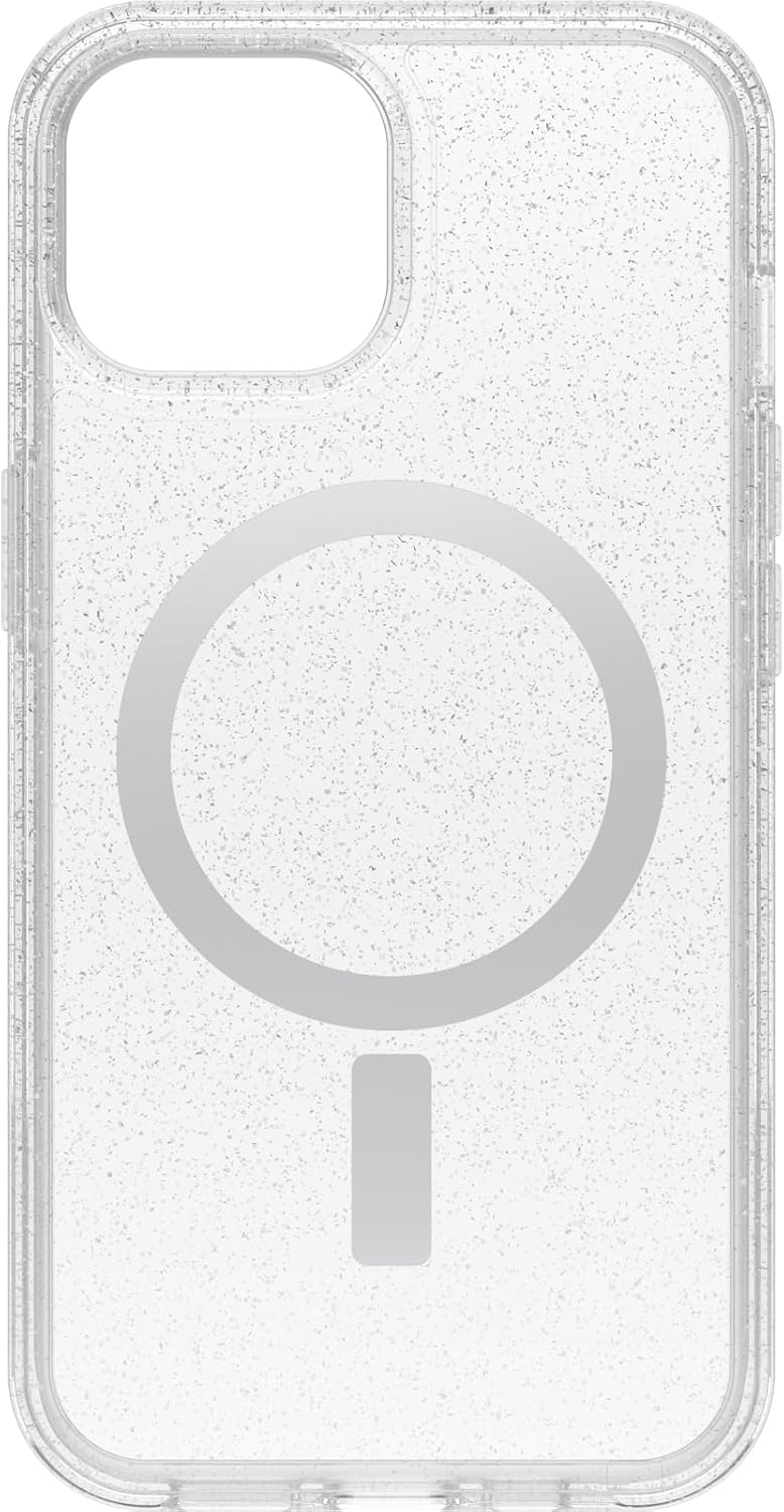 OtterBox iPhone 15, iPhone 14, and iPhone 13 Symmetry Series Clear Case - Stardust (Clear\/Silver), Snaps to MagSafe, Ultra-Sleek, Raised Edges Protect Camera &amp; Screen