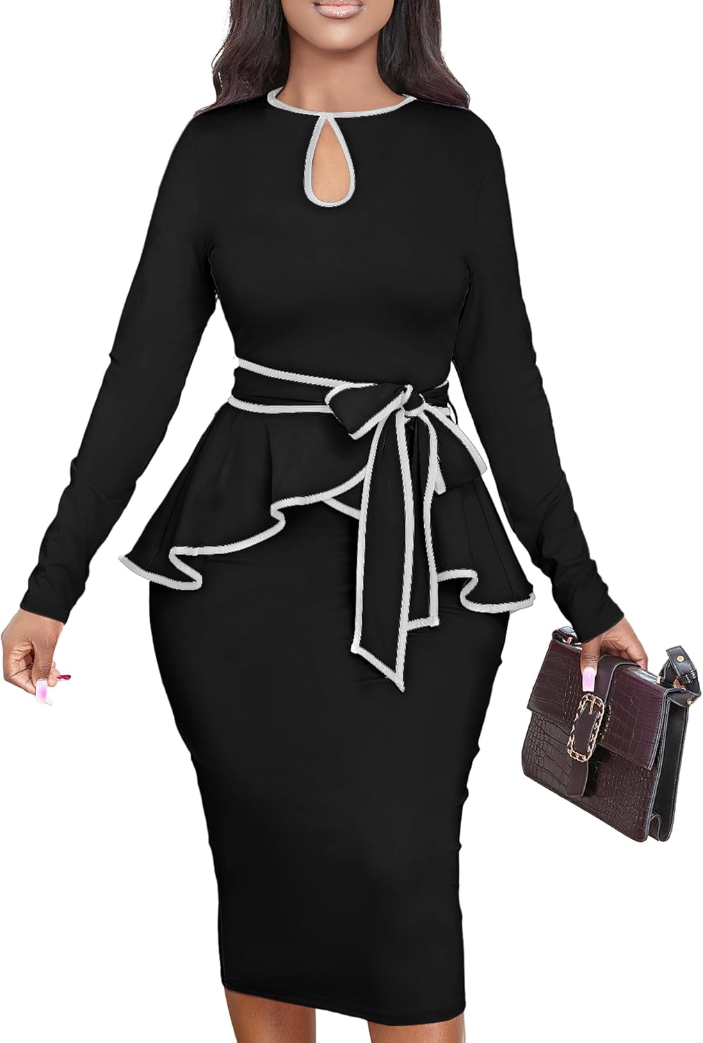 Women's Bodycon Vintage Dresses Elegant Peplum Dresses for Women Business Work Office