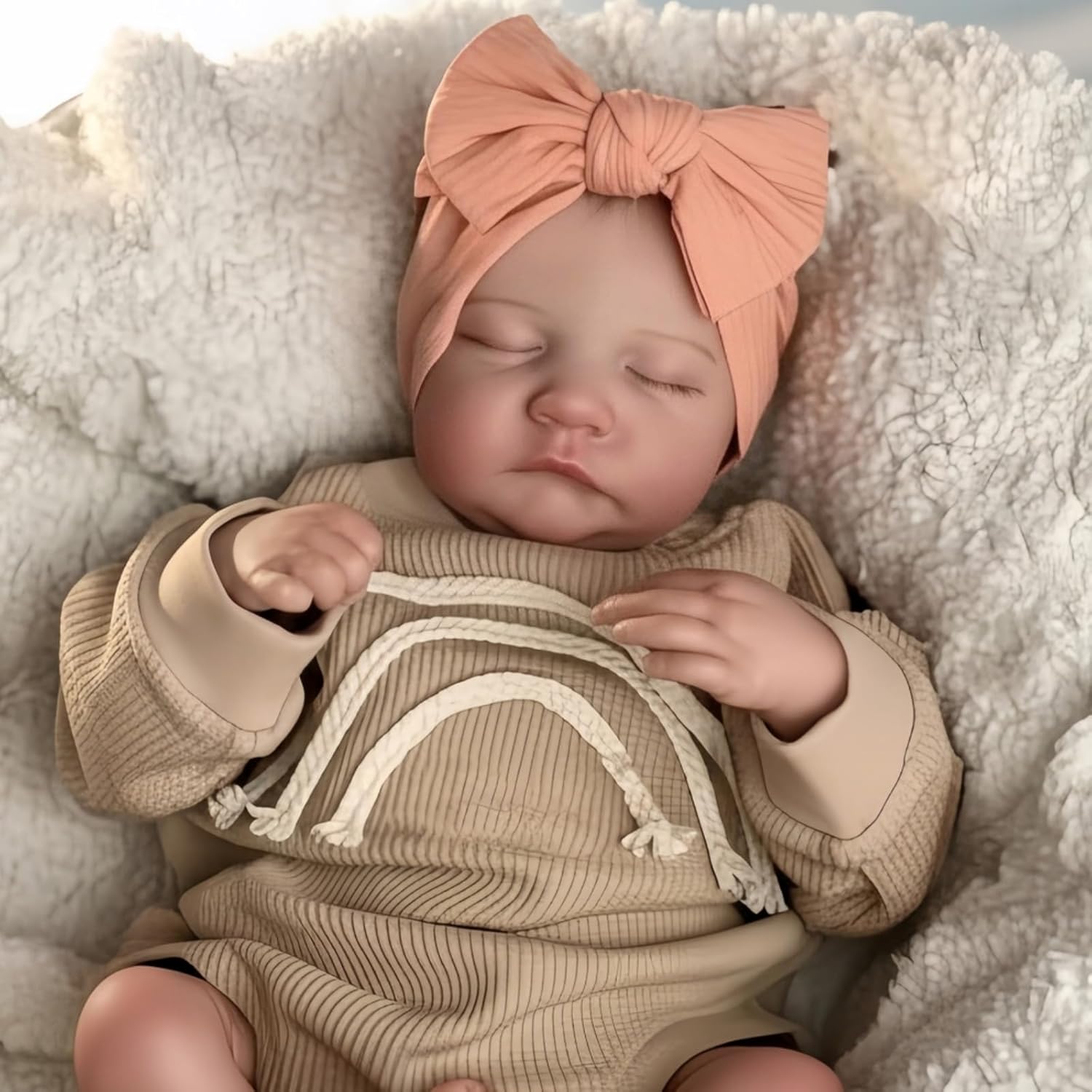 YuDill 17 Inch Realistic Reborn Baby Doll for Girls Age 3+ \u2013 Full Vinyl Washable Body, Soft Touch, Closed Eyes \u2013 Lifelike Toy Gift for Kids\u2019 Pretend Play &amp; Bathtime Fun
