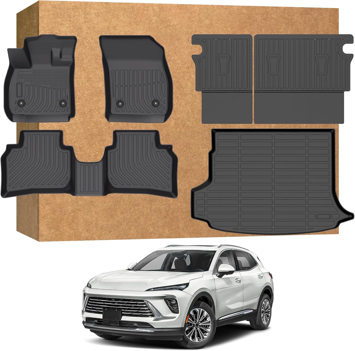 Floor Mats for Buick Envision 2021-2026, Heavy Duty TPE Waterproof Non-Slip All Weather Protection Custom, Floor Mats &amp; Cargo Liner &amp; Seatback Mat