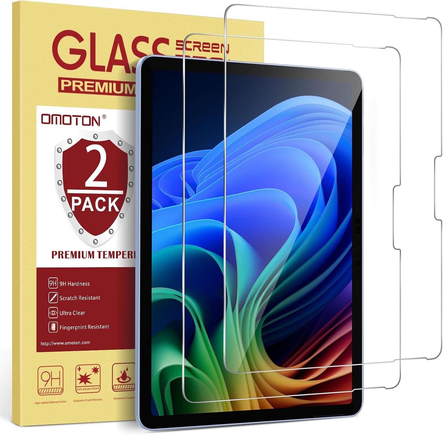 OMOTON Screen Protector for Microsoft Surface Pro 12 inch 2025, Tempered Glass\/Case Friendly\/Surface Pen Compatible, 2 Pack