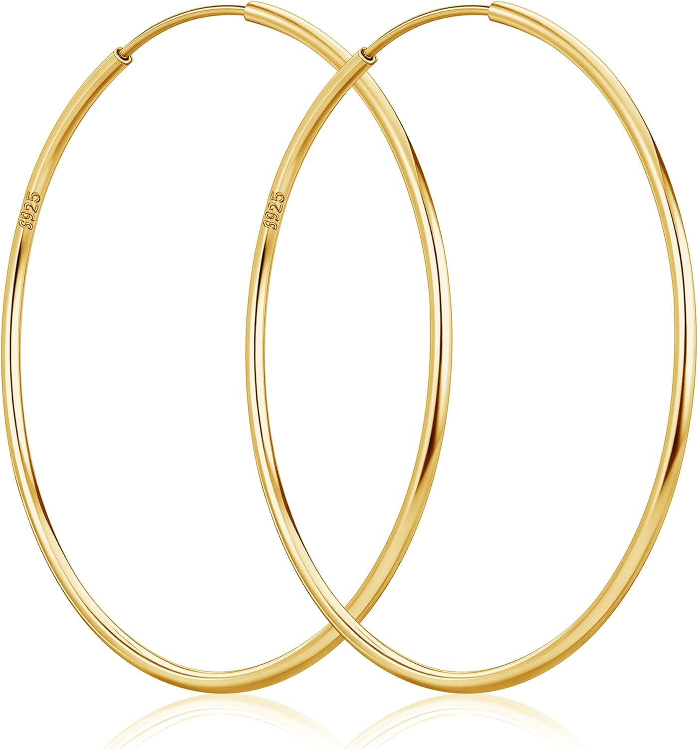 Senteria Thin Gold Hoop Earrings for Women 14k Gold Plated Hoop Earrings Hypoallergenic 925 Sterling Silver Post Lightweight Endless Large Big Gold Hoop Earrings 30\/40\/50\/60\/70mm