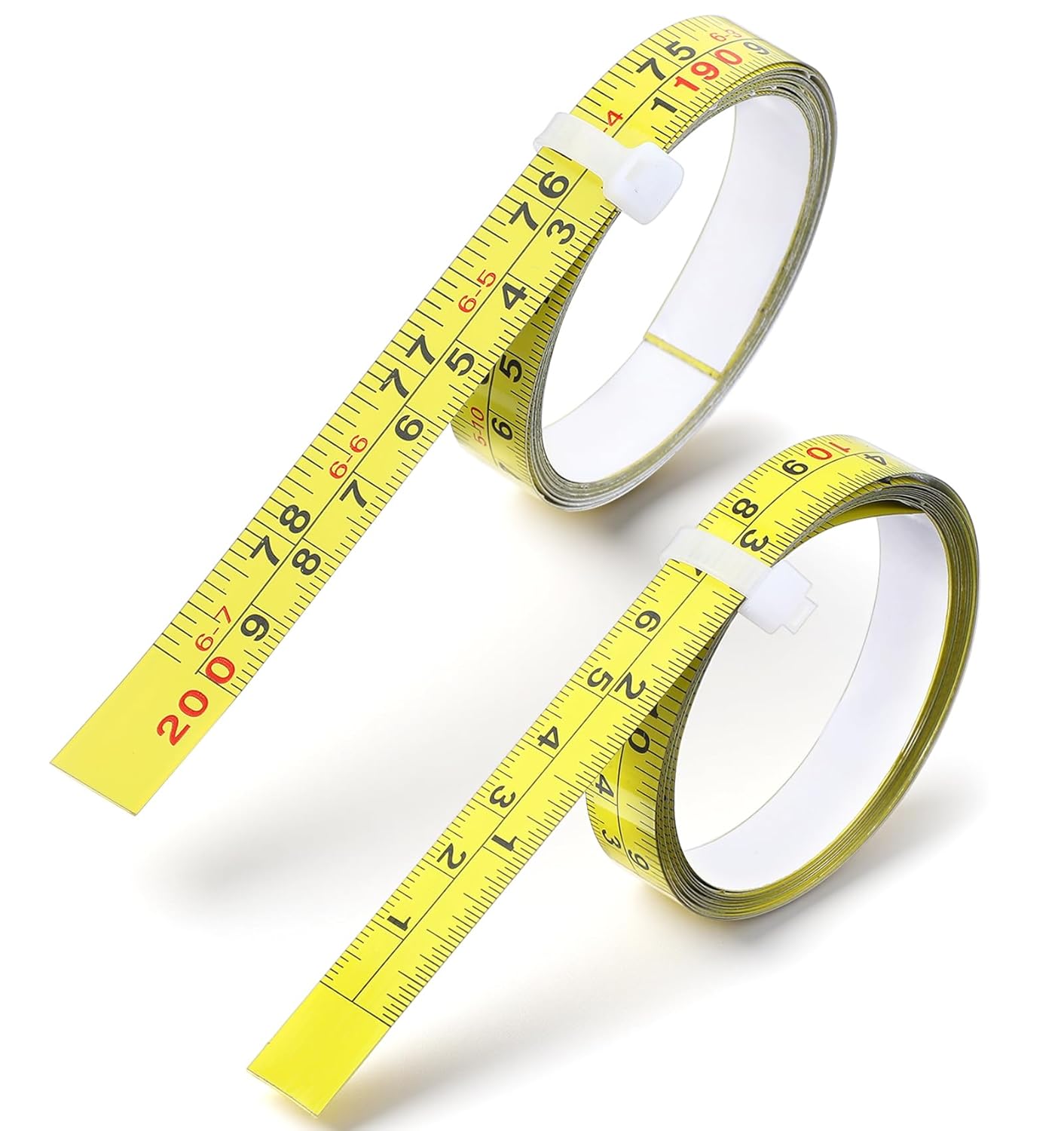 2 Pack Adhesive Measuring Tape, Self-Adhesive Tape Measure 78-Inch \/ 200Cm with 1\/2-Inch Marks, Right-to-Left Reading for Woodworking, Saw, Drafting Table (Yellow)
