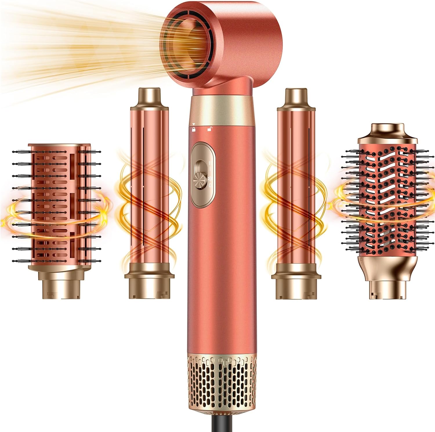 5 in 1 Blow Dryer Brush Set, Upgrade Hair Dryer &amp; Blow Dryer Brush &amp; Air Curling Wrap &amp; Paddle Brush, Detachable Hot Air Brush Styling Tools, High Speed Travel Hair Volumizer Straightener 