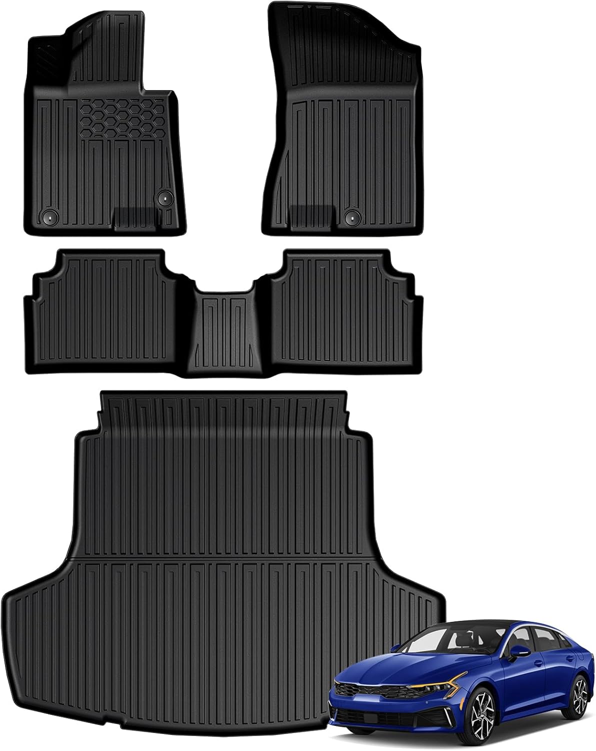 GALVAGNITE Floor Mats for Kia K5 2021-2026\/Hyundai Sonata Gas 2020-2026, All Weather Floor Mats Trunk Cargo Liner Accessories, Full Coverage Set (Fit FWD Models)