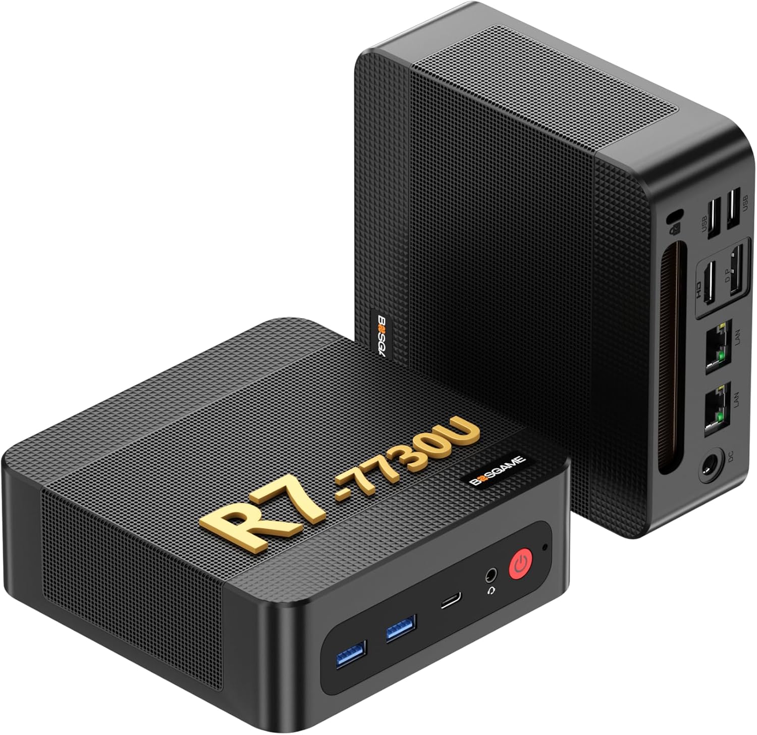 BOSGAME P4 Ultra Mini PC, AMD Ryzen 7 7730U (up to 4.5GHz), 16GB DDR4, 1TB PCIe SSD Mini Desktop Computer, Dual LAN 2.5G &amp; Wi-Fi 6E &amp; BT5.2, 4K Triple Display, for Home, Office, Gaming