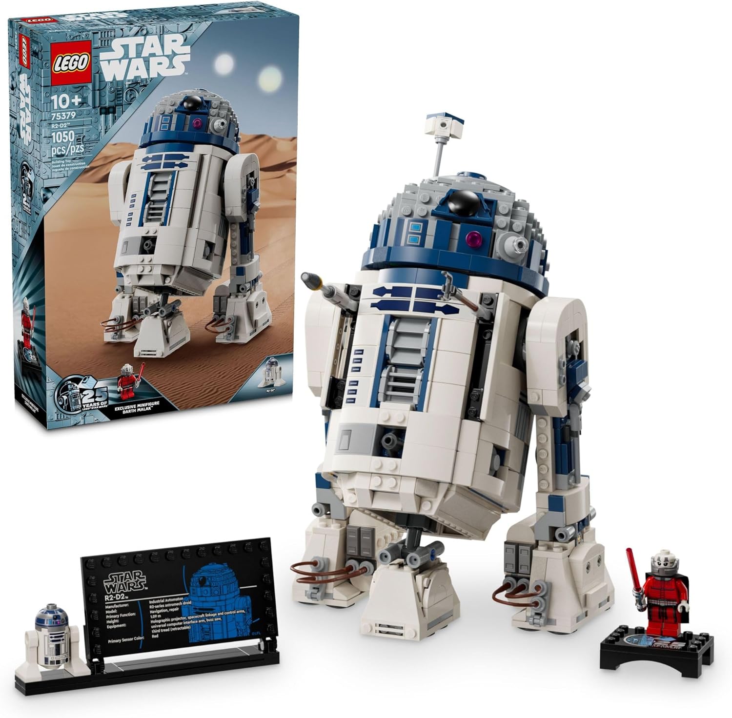 LEGO Star Wars R2-D2 Building Toy Set - Play or Display Star Wars Toy for Boys &amp; Girls, Ages 10+ - Gift Ideas for Kids &amp; Fans - Includes 25th Anniversary Darth Malak Minifigure - 75379
