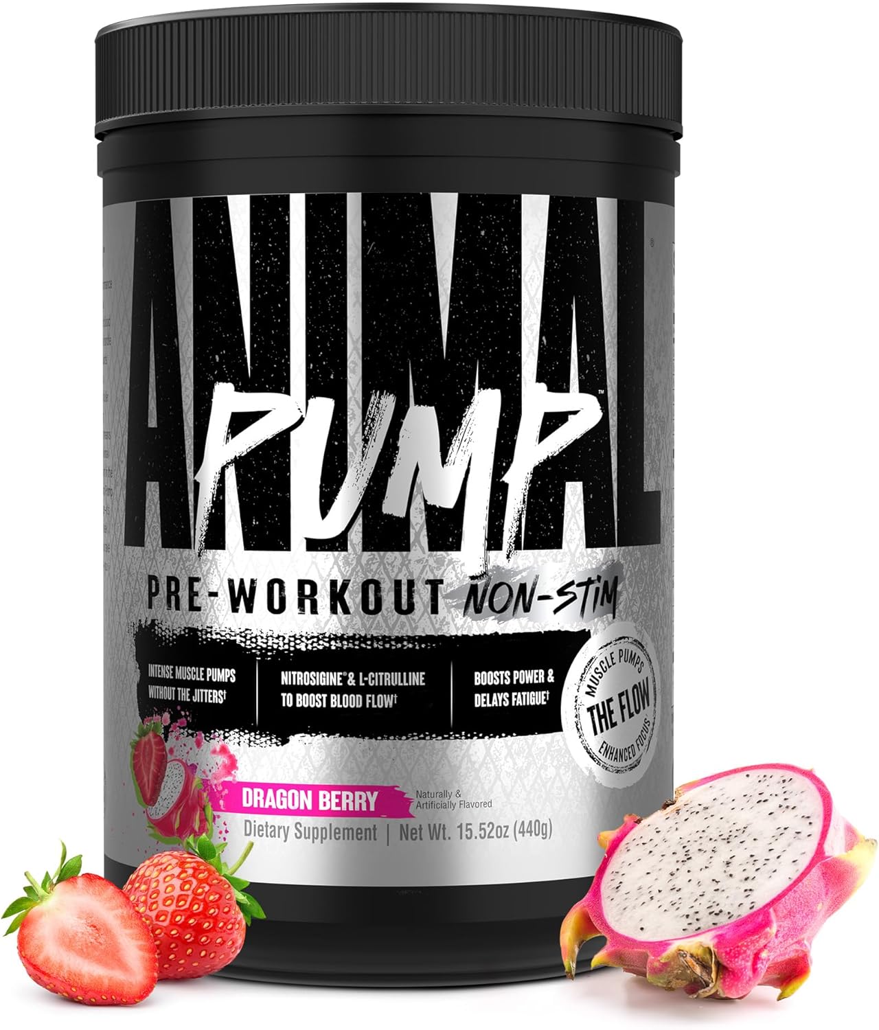 Animal Pump NS Stim-Free Pre Workout Powder for Men &amp; Women - Caffeine-Free Preworkout for Energy, Focus, and Muscle Builder, Beta Alanine, Citrulline, Nitrosigine and Nootropics, Dragon Berry, 44
