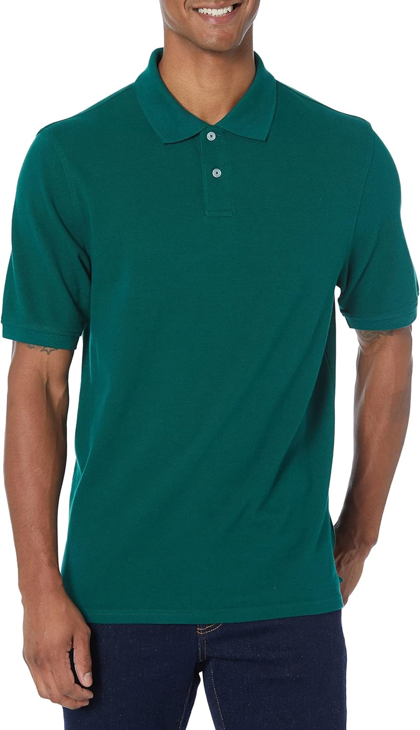 Amazon Essentials Men's Regular-Fit Short Sleeve Cotton Pique Polo Shirt (Available in Big &amp; Tall)