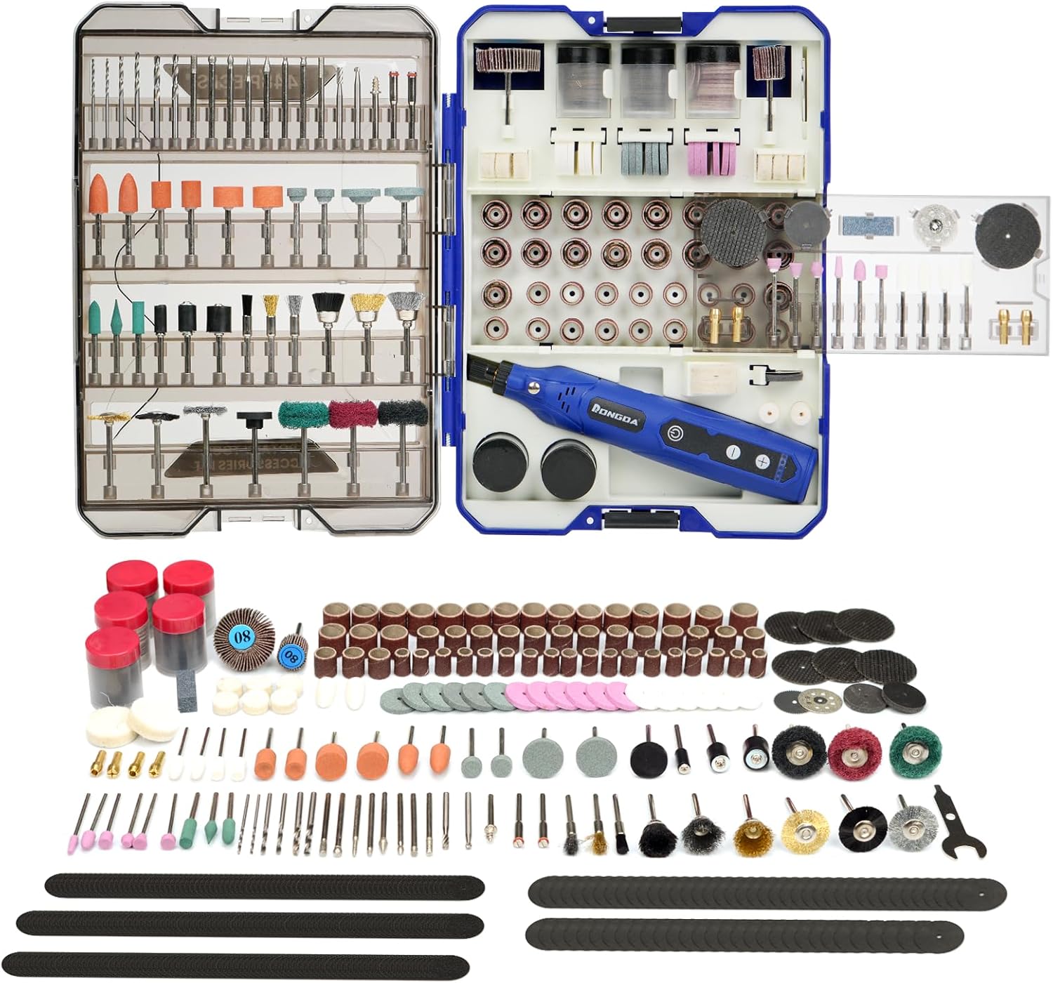 RONGDA Cordless Rotary Tool Kit with 447pcs Accessories, 3.7V Mini Rotary Tool with USB-C Charging, 5-Speed Power Rotary Tool Kit for Grinding, Sanding, Cutting, Drilling, Polishing &amp; DIY Crafts