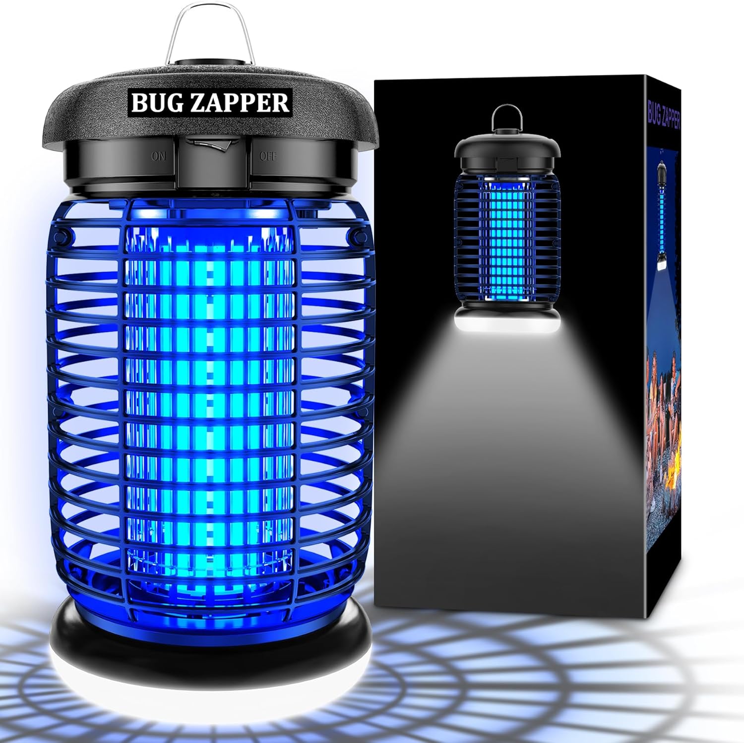 LUOJIBIE Bug Zapper Outdoor, Electric Mosquito Killer Fly Trap with UV\/LED Light, 4200V High Voltage Waterproof Flying Insect Zapper for Backyard Patio, Indoor Mosquito Zapper for Home Garage