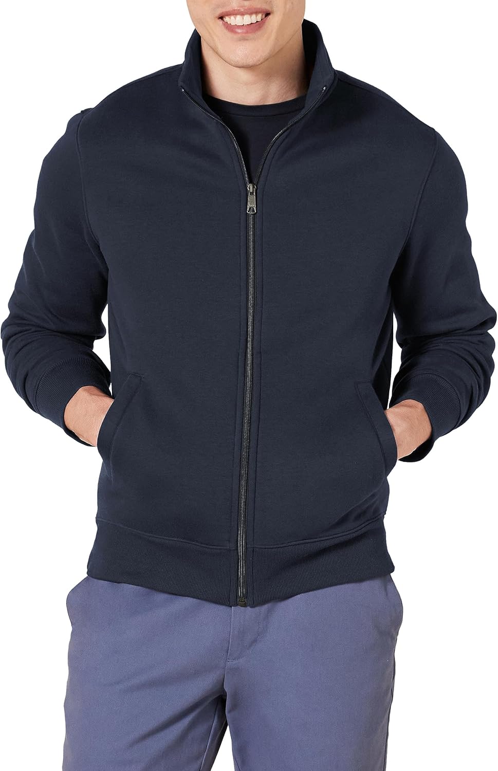 Amazon Essentials Men's Fleece Zip Up Mock Neck Sweatshirt, Midweight, Regular Fit