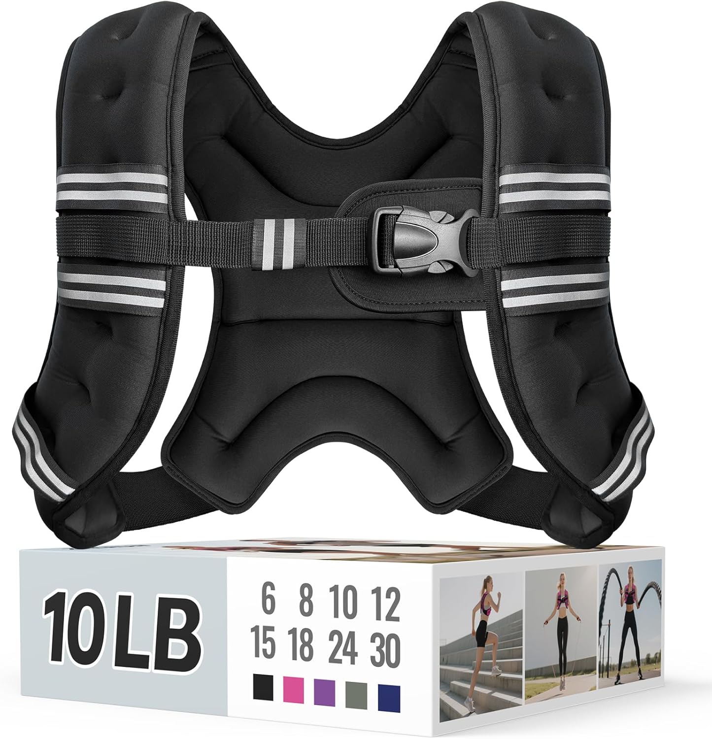 Zeerun Weighted Vest for Women &amp; Men with Reflective Stripe and Adjustable Buckle, Comfortable &amp; Durable Rucking Vest for Walking, Running &amp; Strength Training