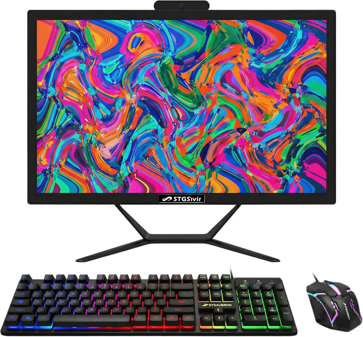 STGSivir All in One Desktop Computer, 21.5-inch FHD Display, Intel Core i5 up to 3.6GHz, 16G Memory, 512G SSD, WiFi 5, Bluetooth, RGB Keyboard &amp; Mouse, Webcam, Windows 11 Home