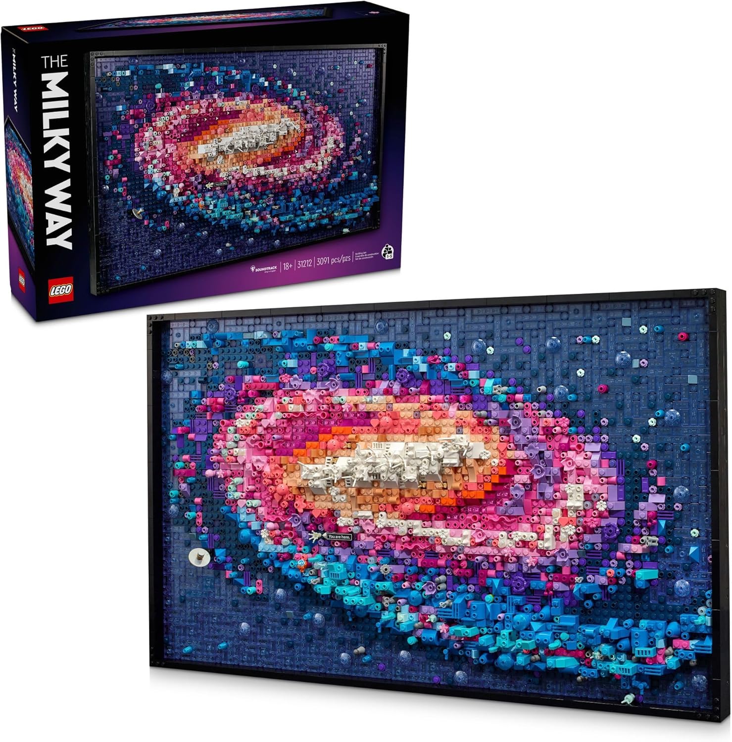 LEGO Art The Milky Way Galaxy Building Set - Space Decor DIY Kits for Adults for Bedroom Wall, Ages 18+ - Gift Ideas for Space Lovers, Men &amp; Women - Includes Frame for Display - 31212